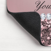 Trendy Roos Gold Faux Glitter en Diamonds Muismat (Hoek)