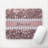 Trendy Roos Gold Faux Glitter en Diamonds Muismat (Met muis)