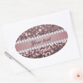 Trendy Roos Gold Faux Glitter en Diamonds Ovale Sticker (Envelop)