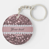 Trendy Roos Gold Faux Glitter en Diamonds Sleutelhanger (Achterkant)