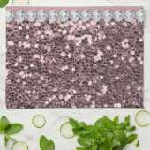 Trendy Roos Gold Faux Glitter en Diamonds Theedoek (Gevouwen)