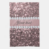 Trendy Roos Gold Faux Glitter en Diamonds Theedoek (Verticaal)