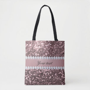Trendy Roos Gold Faux Glitter en Diamonds Tote Bag