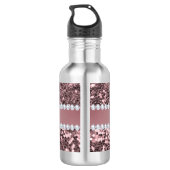 Trendy Roos Gold Faux Glitter en Diamonds Waterfles (Achterkant)