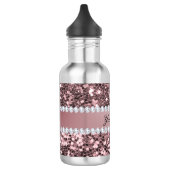 Trendy Roos Gold Faux Glitter en Diamonds Waterfles (Links)
