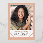 Trendy Roos Gold Foil Afstuderen Aankondiging (Voorkant)