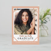 Trendy Roos Gold Foil Afstuderen Aankondiging (Staand Voorkant)