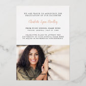 Trendy Roos Gold Foil Afstuderen Aankondiging (Achterkant)