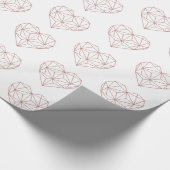 Trendy Roos Gold Foil Geometric Heart Pattern Cadeaupapier (Hoek)