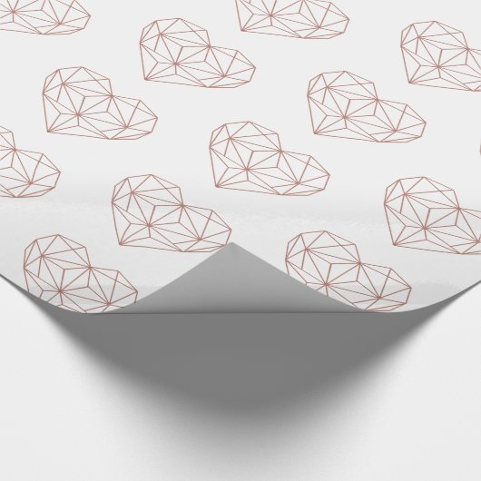 Trendy Roos Gold Foil Geometric Heart Pattern Cadeaupapier (Hoek)