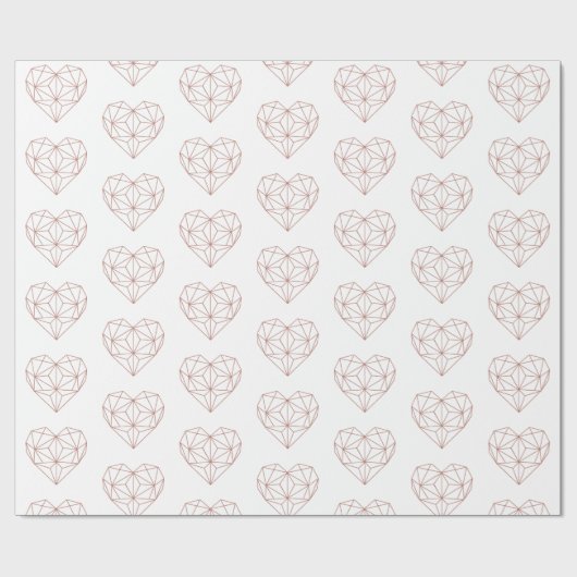 Trendy Roos Gold Foil Geometric Heart Pattern Cadeaupapier (Vlak)