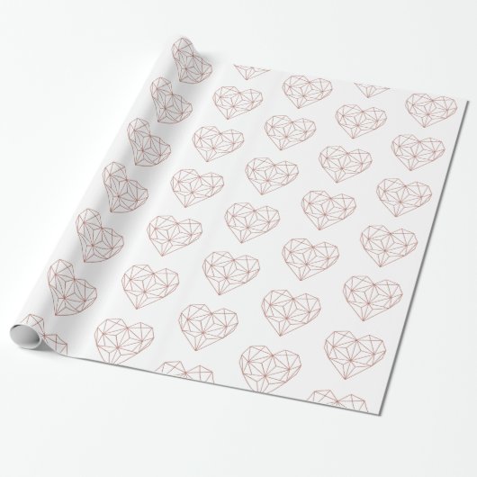 Trendy Roos Gold Foil Geometric Heart Pattern Cadeaupapier (Uitgerold)