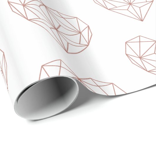 Trendy Roos Gold Foil Geometric Heart Pattern Cadeaupapier (Rol Hoek)