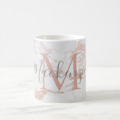 Trendy Roos Gold Foil marble Monogram Koffiemok (Center)