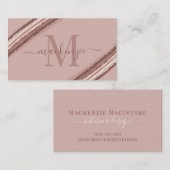 Trendy Roos Gold Folie Koperborstel Monogram Visitekaartje (Voorkant / Achterkant)