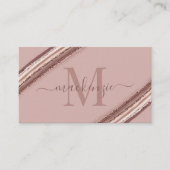 Trendy Roos Gold Folie Koperborstel Monogram Visitekaartje (Voorkant)