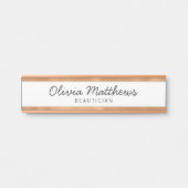 Trendy Roos Gold Folie Stripes Moderne Naam Deurbordje (Voorkant)
