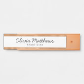 Trendy Roos Gold Folie Stripes Moderne Naam Deurbordje (Voorkant)