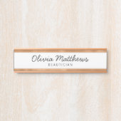 Trendy Roos Gold Folie Stripes Moderne Naam Deurbordje (Voorkant)