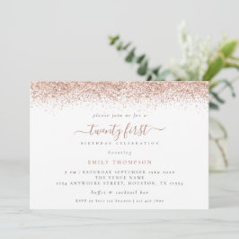 Trendy Roos Gold Glitter 21e verjaardag Kaart
