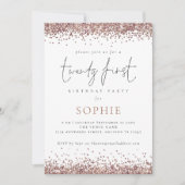 Trendy Roos Gold Glitter 21ste Kaart (Voorkant)