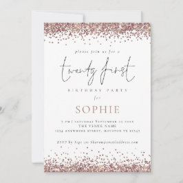 Trendy Roos Gold Glitter 21ste Kaart