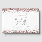 Trendy Roos Gold Glitter 30th Birthday Party Gastenboek (Voorkant)