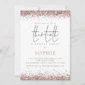 Trendy Roos Gold Glitter 30th Birthday Party Kaart (Voorkant)