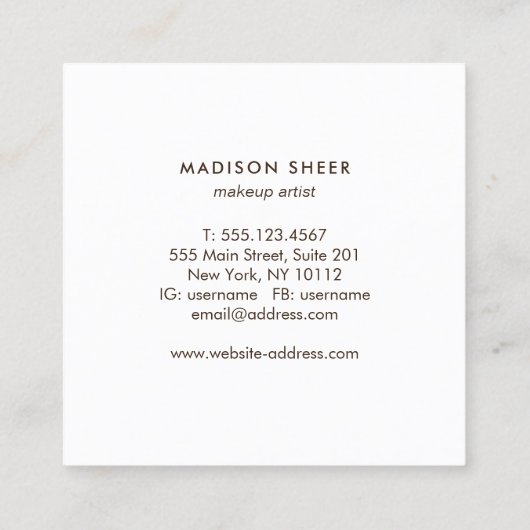 Trendy Roos Gold Glitter Beauty Stylist Vierkante Visitekaartje (Achterkant)