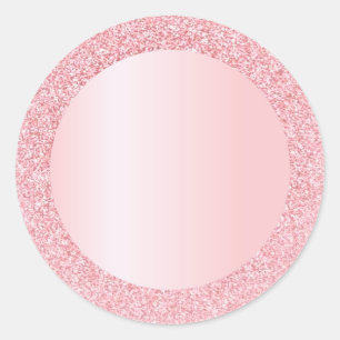 Trendy Roos Gold Glitter Blank Sjabloon Voeg tekst Ronde Sticker