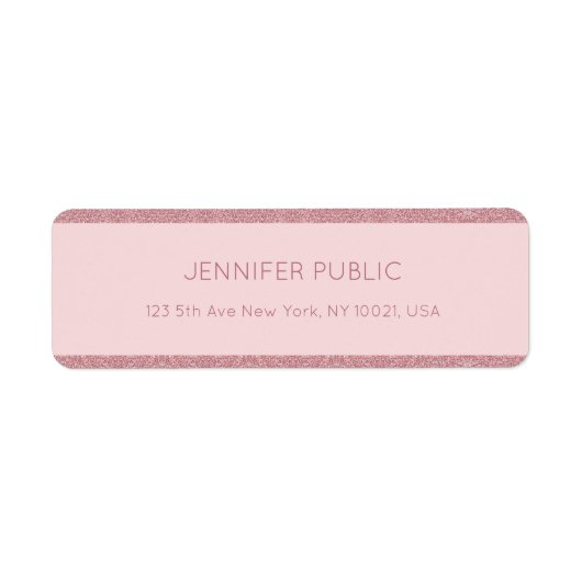 Trendy Roos Gold Glitter Chic Sjabloon Return Etiket (Voorkant)