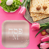 Trendy Roos Gold Glitter Custom Monogram Passover Papieren Bordje