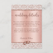 Trendy Roos Gold Glitter Damask Wedding Details Informatiekaartje (Voorkant)