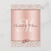 Trendy Roos Gold Glitter Damask Wedding Details Informatiekaartje (Achterkant)