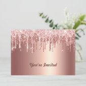 Trendy Roos Gold Glitter Drift Grafisch Birthday Kaart (Staand voorkant)