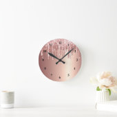 Trendy Roos Gold Glitter Drift grafisch Ronde Klok (Huis)