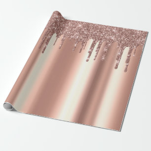 Trendy Roos Gold Glitter Drift Metal Cadeaupapier