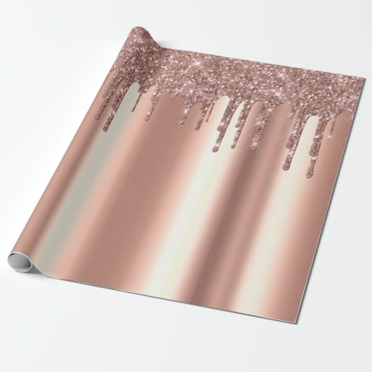 Trendy Roos Gold Glitter Drift Metal Cadeaupapier (Uitgerold)