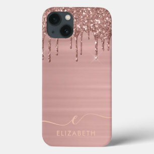 Trendy Roos Gold Glitter Drip Aangepaste naam Case-Mate iPhone Case