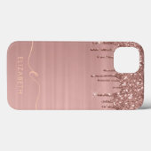 Trendy Roos Gold Glitter Drip Aangepaste naam Case-Mate iPhone Case (Achterkant (horizontaal))