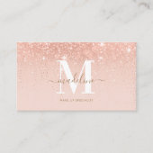 Trendy Roos gold Glitter Elegant Script Monogram Visitekaartje (Voorkant)