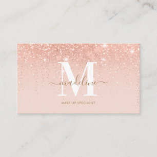 Trendy Roos gold Glitter Elegant Script Monogram Visitekaartje