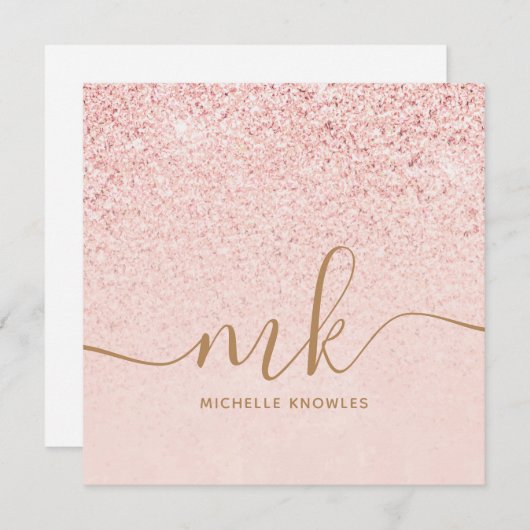 Trendy Roos Gold Glitter Fancy Initialen en naam (Voorkant / Achterkant)