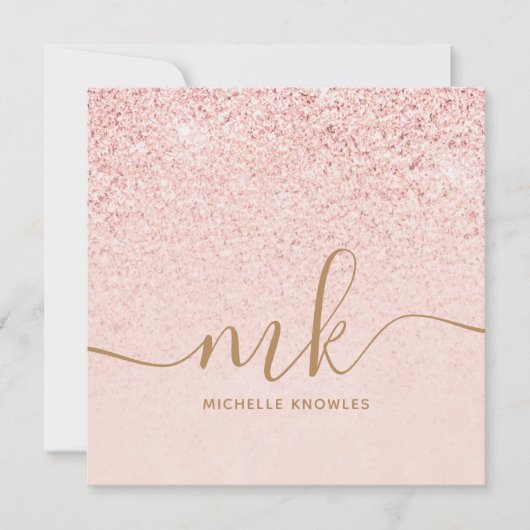 Trendy Roos Gold Glitter Fancy Initialen en naam (Voorkant)