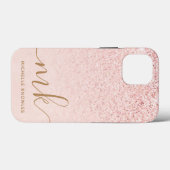 Trendy Roos Gold Glitter Fancy Initialen en naam Case-Mate iPhone Case (Achterkant (horizontaal))