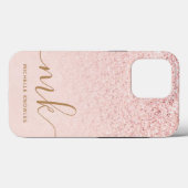 Trendy Roos Gold Glitter Fancy Initialen en naam Case-Mate iPhone Case (Achterkant (horizontaal))