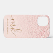 Trendy Roos Gold Glitter Fancy Initialen en naam Case-Mate iPhone Case (Achterkant (horizontaal))