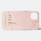 Trendy Roos Gold Glitter Fancy Initialen en naam Case-Mate iPhone Case (Achterkant (horizontaal))