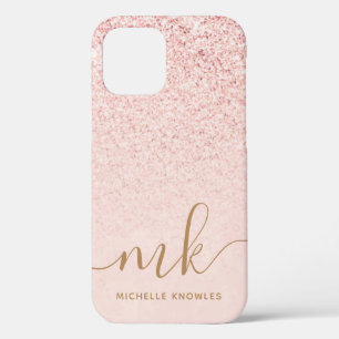 Trendy Roos Gold Glitter Fancy Initialen en naam Case-Mate iPhone Case