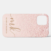Trendy Roos Gold Glitter Fancy Initialen en naam Case-Mate iPhone Case (Achterkant (horizontaal))